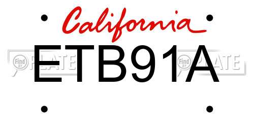 ETB91A California License Plate