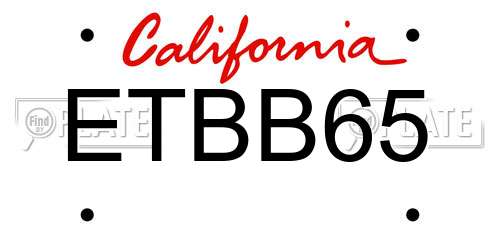 ETBB65 California License Plate