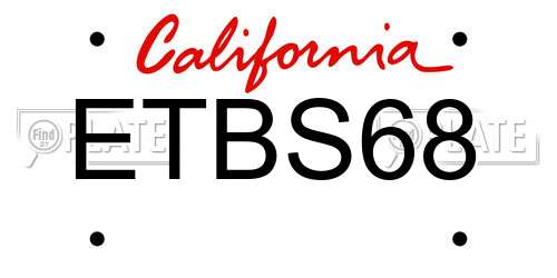 ETBS68 California License Plate