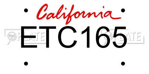 ETC165 California License Plate