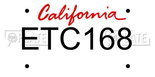 ETC168 California License Plate