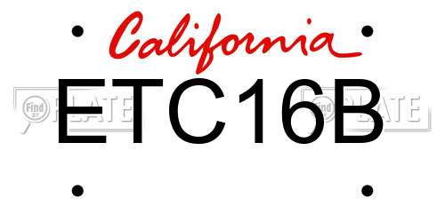 ETC16B California License Plate