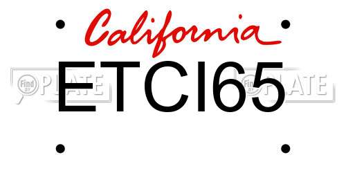 ETCI65 California License Plate