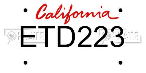 ETD223 California License Plate
