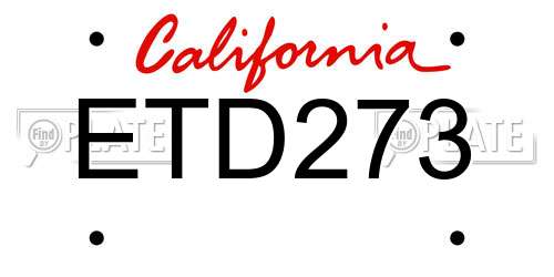 ETD273 California License Plate