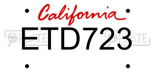 ETD723 California License Plate
