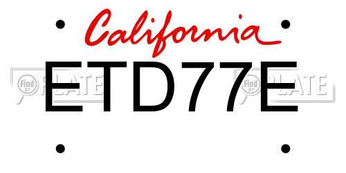 ETD77E California License Plate