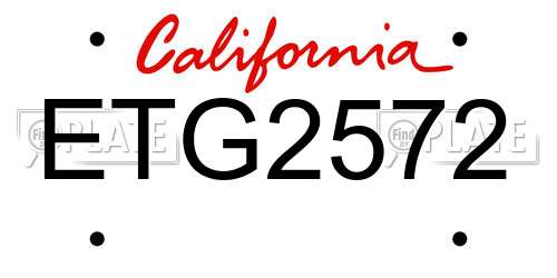 ETG2572 California License Plate