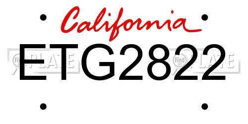 ETG2822 California License Plate