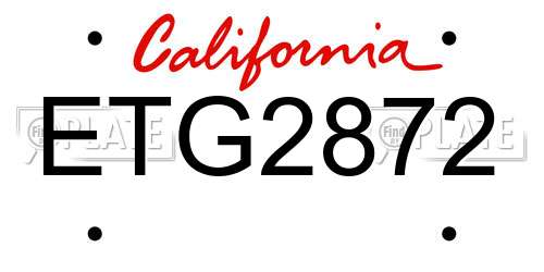 ETG2872 California License Plate