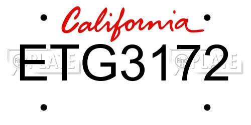 ETG3172 California License Plate