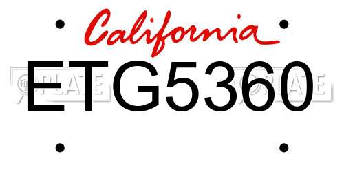 ETG5360 California License Plate