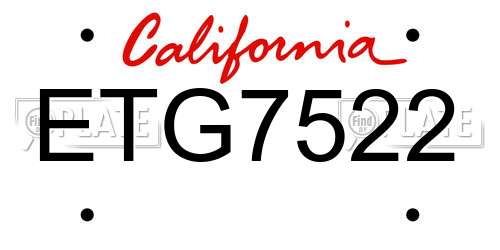 ETG7522 California License Plate