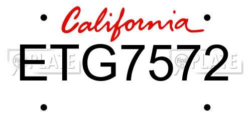 ETG7572 California License Plate