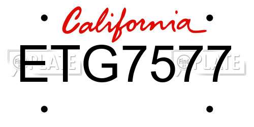 ETG7577 California License Plate