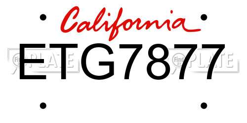 ETG7877 California License Plate