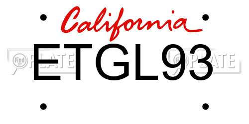 ETGL93 California License Plate