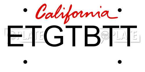 ETGTBTT California License Plate