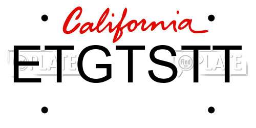 ETGTSTT California License Plate