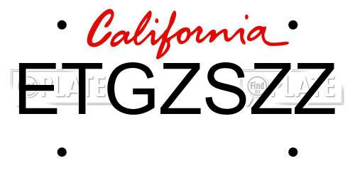ETGZSZZ California License Plate