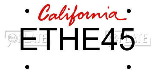ETHE45 California License Plate