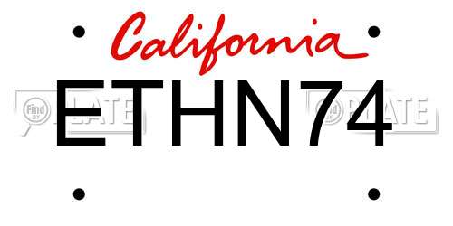 ETHN74 California License Plate
