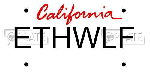 ETHWLF California License Plate