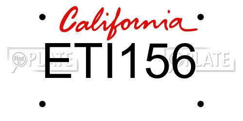 ETI156 California License Plate