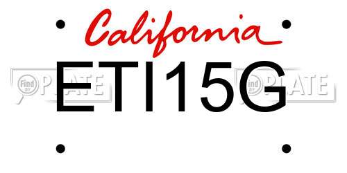 ETI15G California License Plate