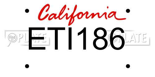 ETI186 California License Plate