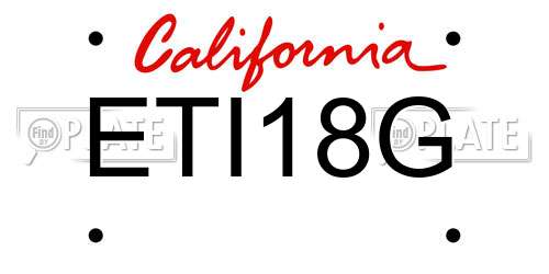 ETI18G California License Plate