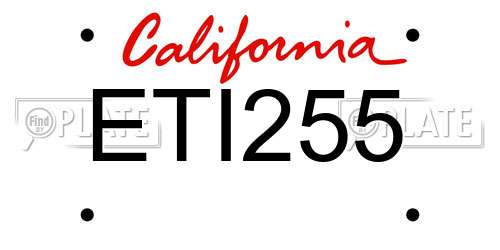 ETI255 California License Plate