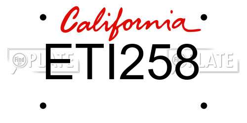 ETI258 California License Plate