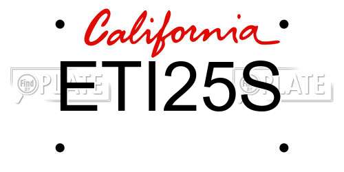 ETI25S California License Plate