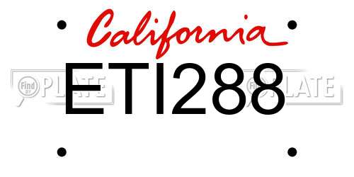 ETI288 California License Plate
