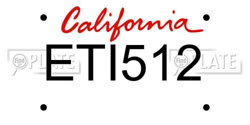 ETI512 California License Plate