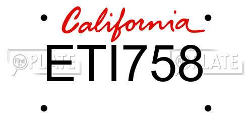 ETI758 California License Plate