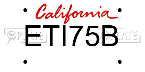 ETI75B California License Plate