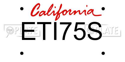ETI75S California License Plate