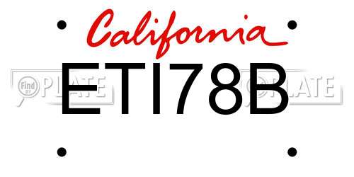 ETI78B California License Plate