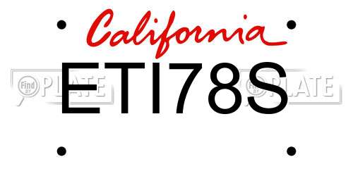 ETI78S California License Plate