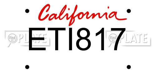 ETI817 California License Plate