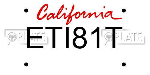 ETI81T California License Plate