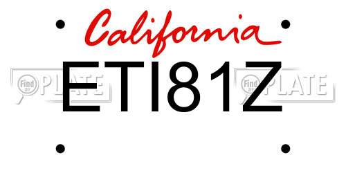 ETI81Z California License Plate