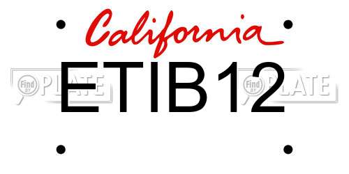 ETIB12 California License Plate