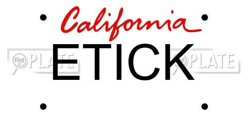 ETICK California License Plate