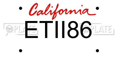 ETII86 California License Plate