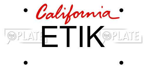 ETIK California License Plate
