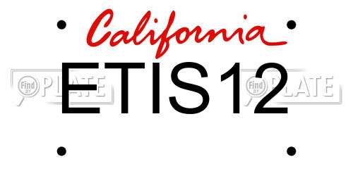 ETIS12 California License Plate