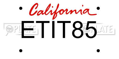 ETIT85 California License Plate